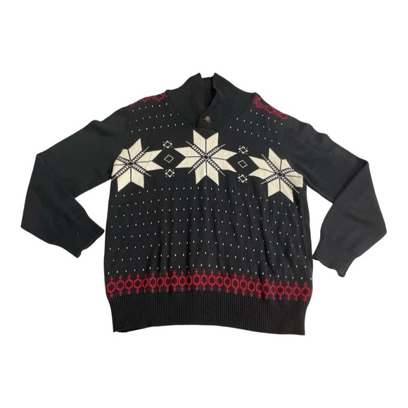 Weatherproof Vintage Men's Large Black Button Shawl Collar Holiday Sweater - Picture 4 of 10